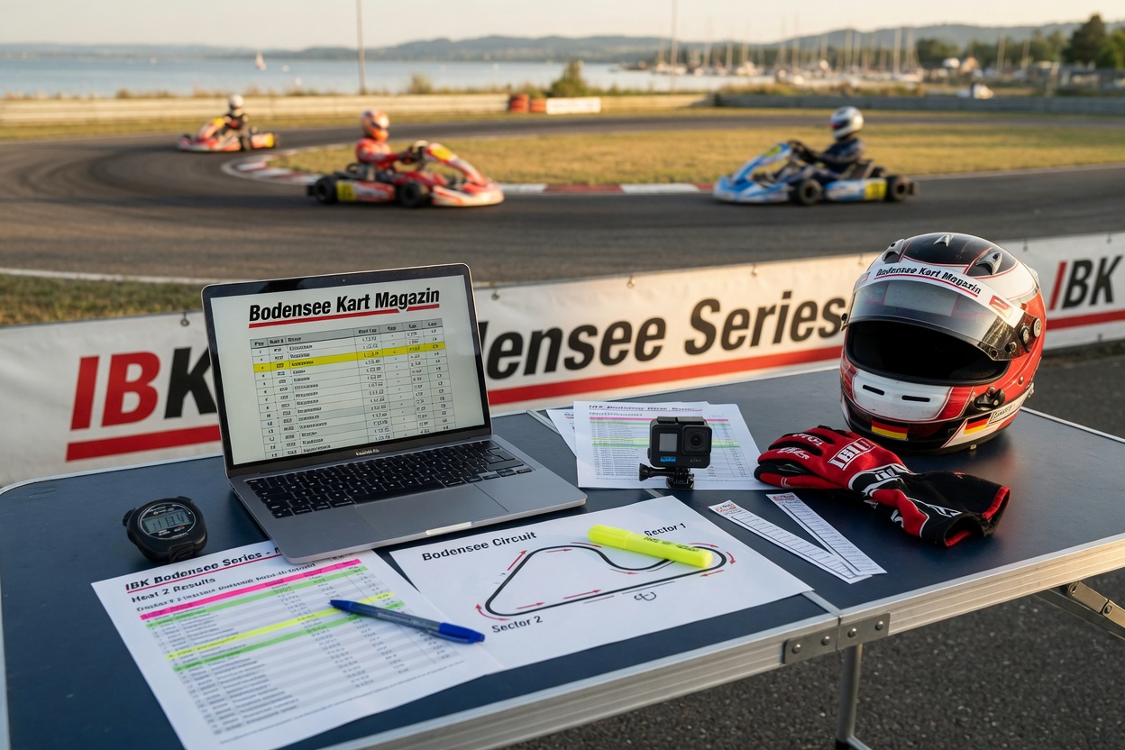 Editorial photo of a trackside media desk at the IBK Bodensee Series, with a